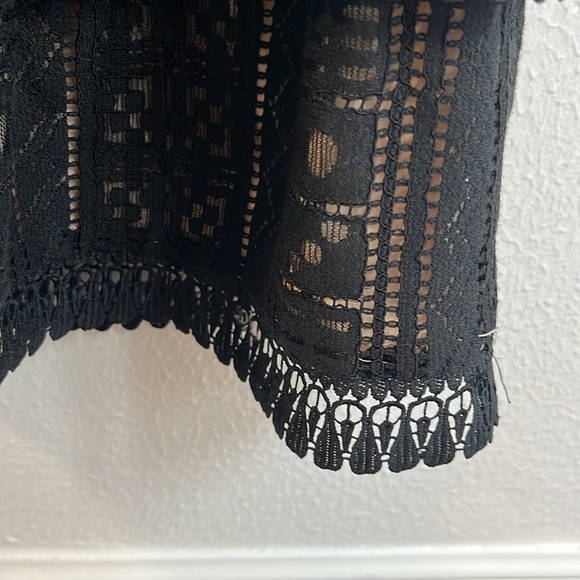 Black netted lace dress with tan lining the whole dress. - Picture 6 of 7